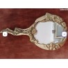 Miroir de dame en bronze doré représentant Pierrot et la Lun