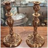 Paire de bougeoir en bronze dore style Louis XV