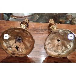 Paire de bougeoir en bronze dore style Louis XV
