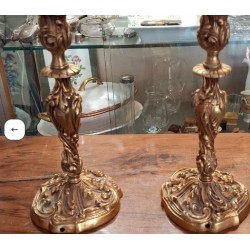 Paire de bougeoir en bronze dore style Louis XV