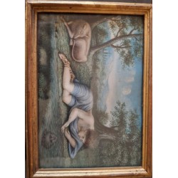 Gouache XVIIIe Narcisse