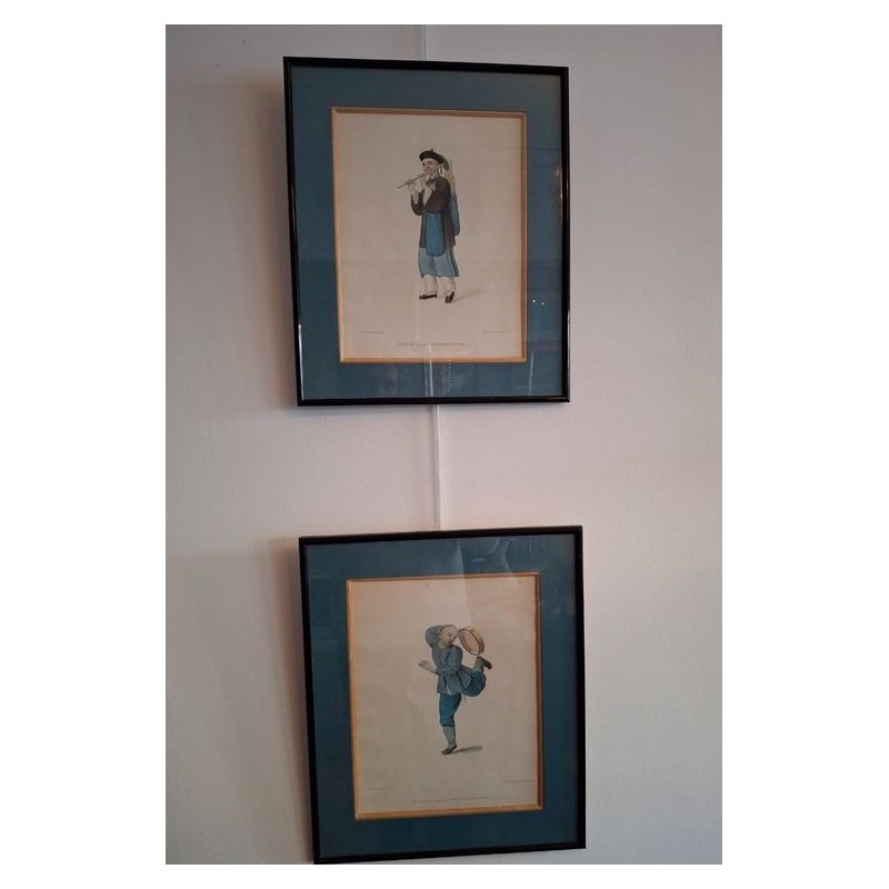2 gravures anglaise aquarellee