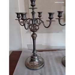Importante Paire de flambeaux Christofle en bronze argenté