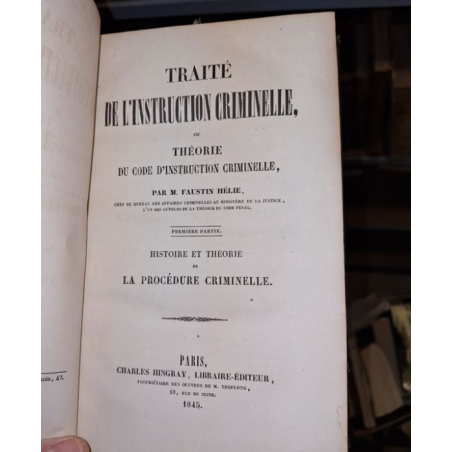 Faustin Elie théorie du code pénal 1845